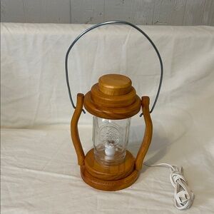Wooden Lantern with Glass and Metal Handle